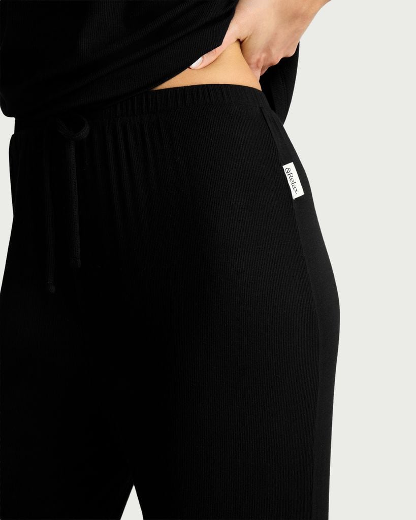F&F CoolEase™ Ribbed Drawstring Pyjama Bottoms in Black thumbnail 2