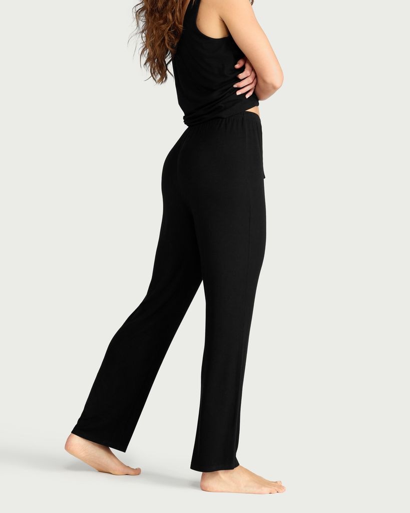 F&F CoolEase™ Ribbed Drawstring Pyjama Bottoms in Black thumbnail 3