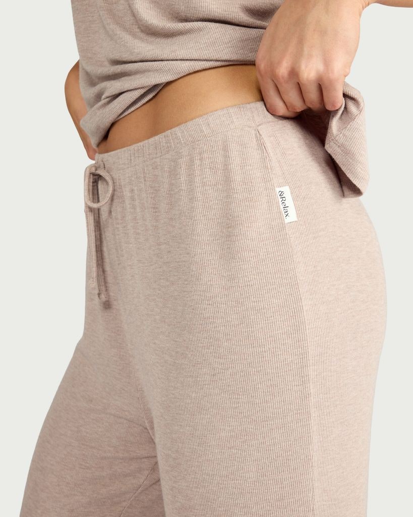 F&F CoolEase™ Ribbed Pyjama Bottoms in Stone thumbnail 2
