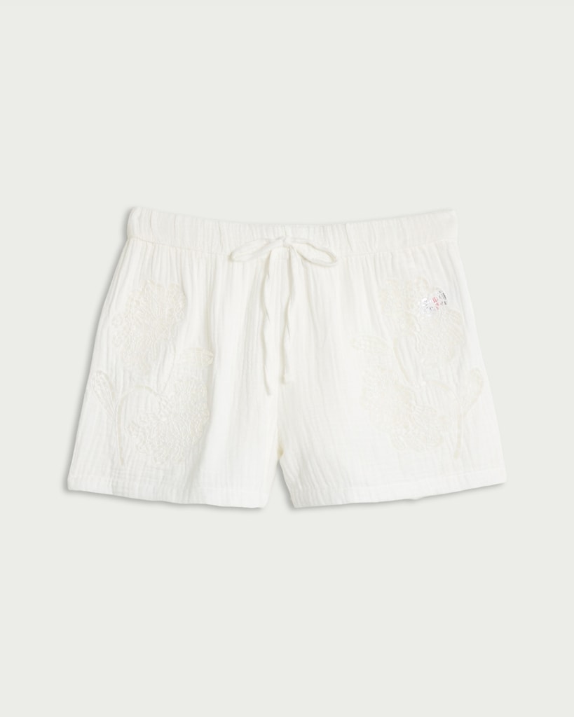 F&F Pure Cotton Cutwork Pyjama Shorts in White thumbnail 4