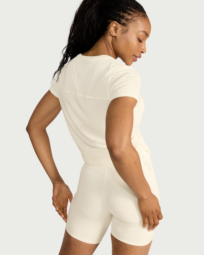 F&F Active EVERYHOUR Ruched Side T-Shirt in Cream thumbnail 3