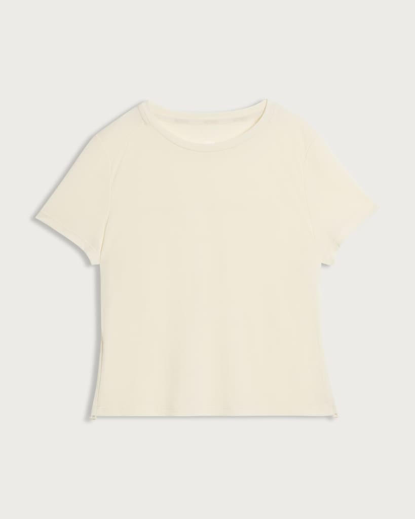 F&F Active EVERYHOUR Ruched Side T-Shirt in Cream thumbnail 4