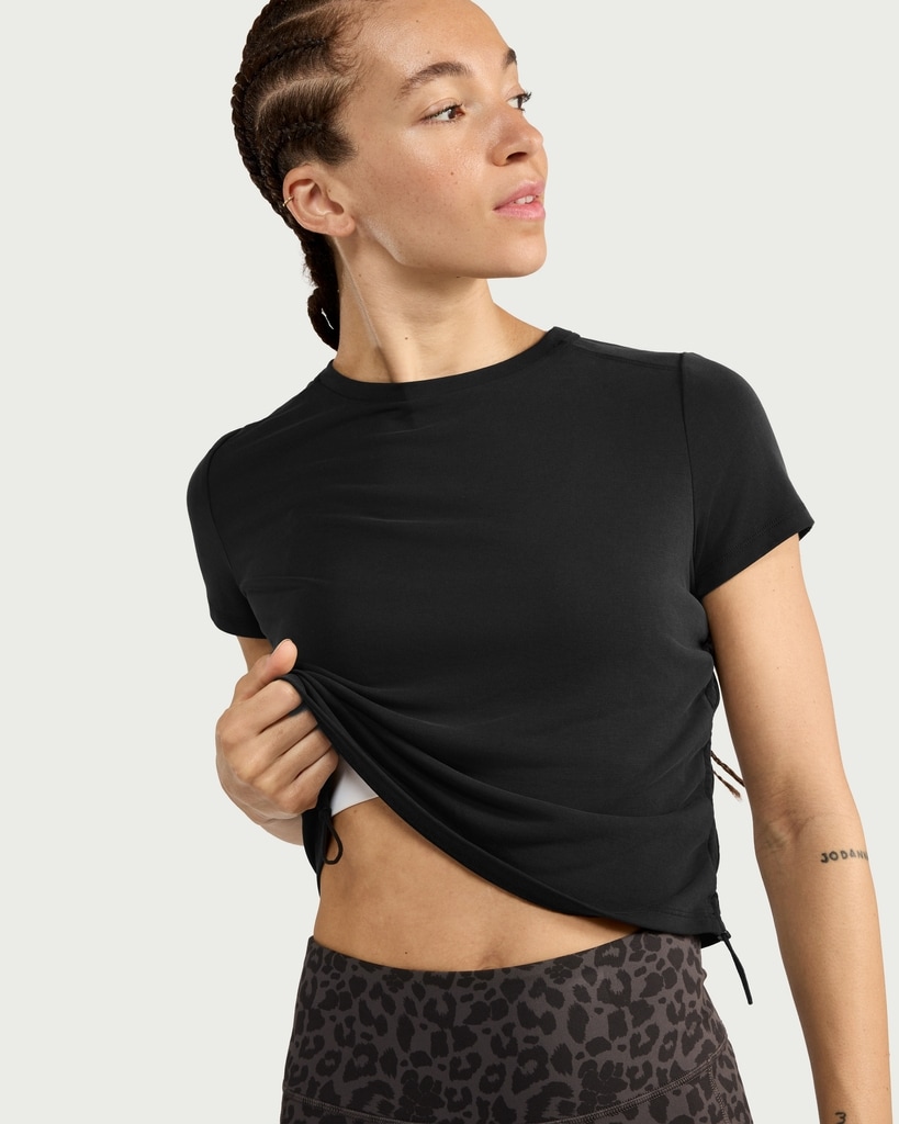 F&F Active EVERYHOUR Ruched Side T-Shirt in Black thumbnail 2