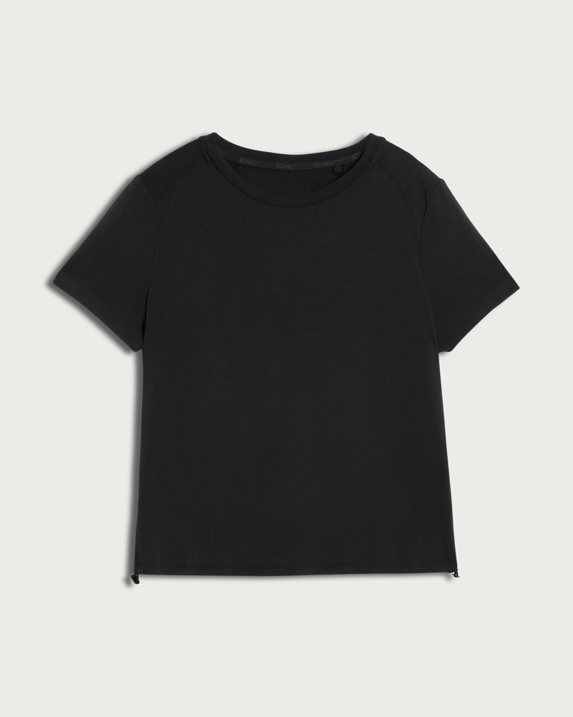 F&F Active EVERYHOUR Ruched Side T-Shirt in Black thumbnail 4
