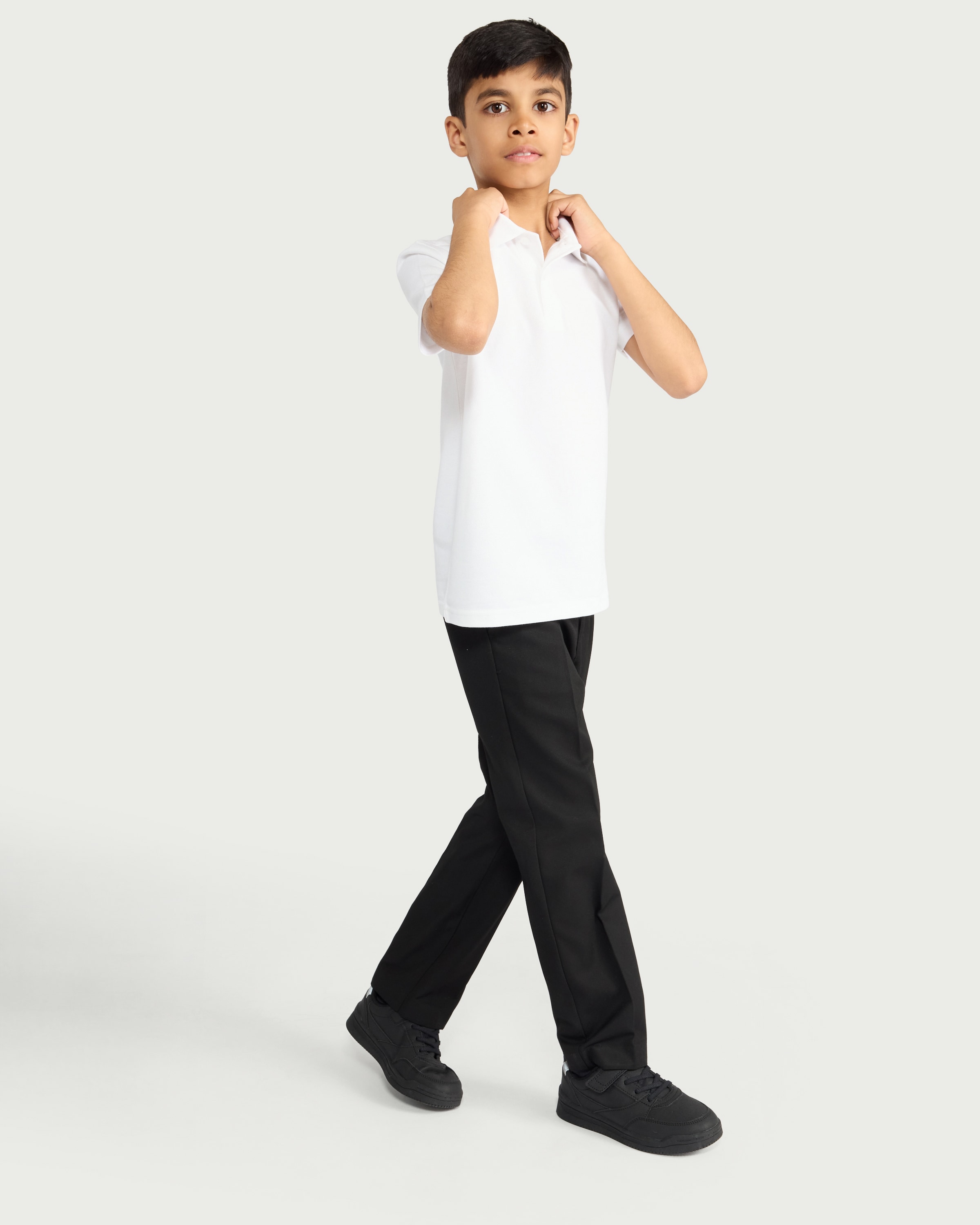 F&F School Unisex 3-Pack Pure Cotton Slim Fit Polo Shirts in White thumbnail 2