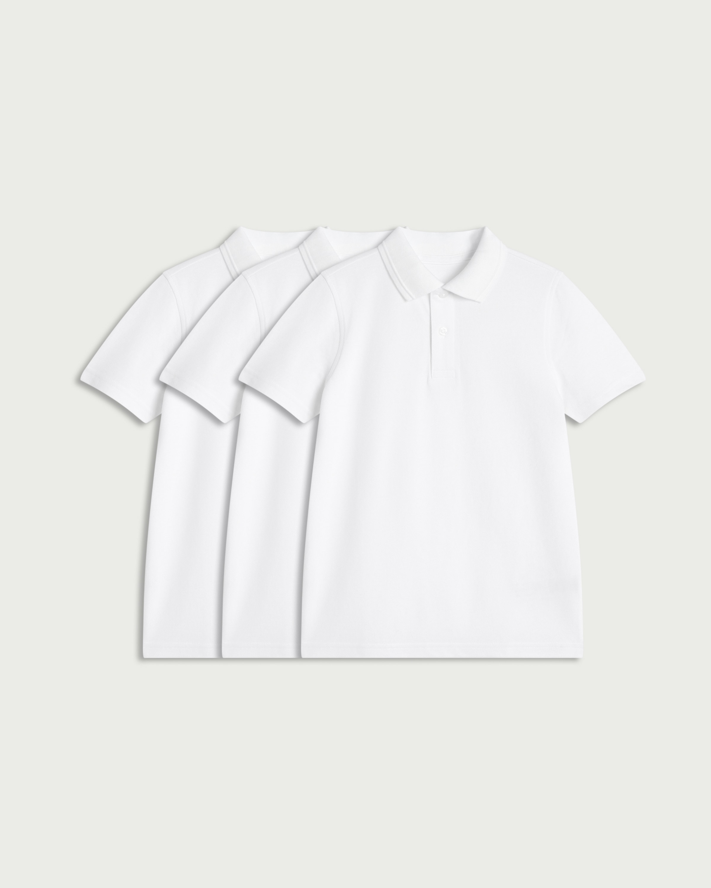 F&F School Unisex 3-Pack Pure Cotton Slim Fit Polo Shirts in White thumbnail 4