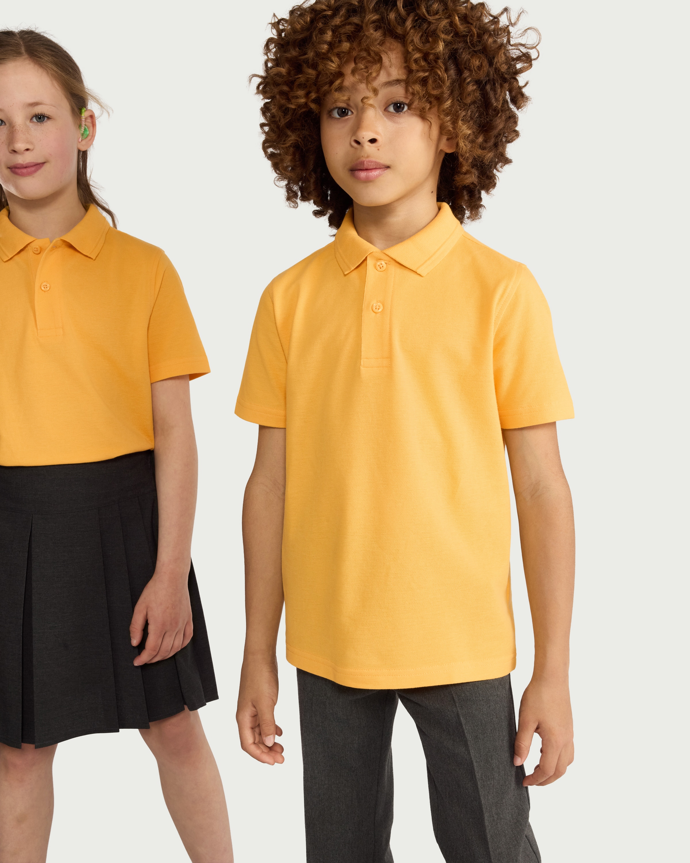 F&F School Boys 3-Pack Pure Cotton Regular Fit Polo Shirts in Yellow