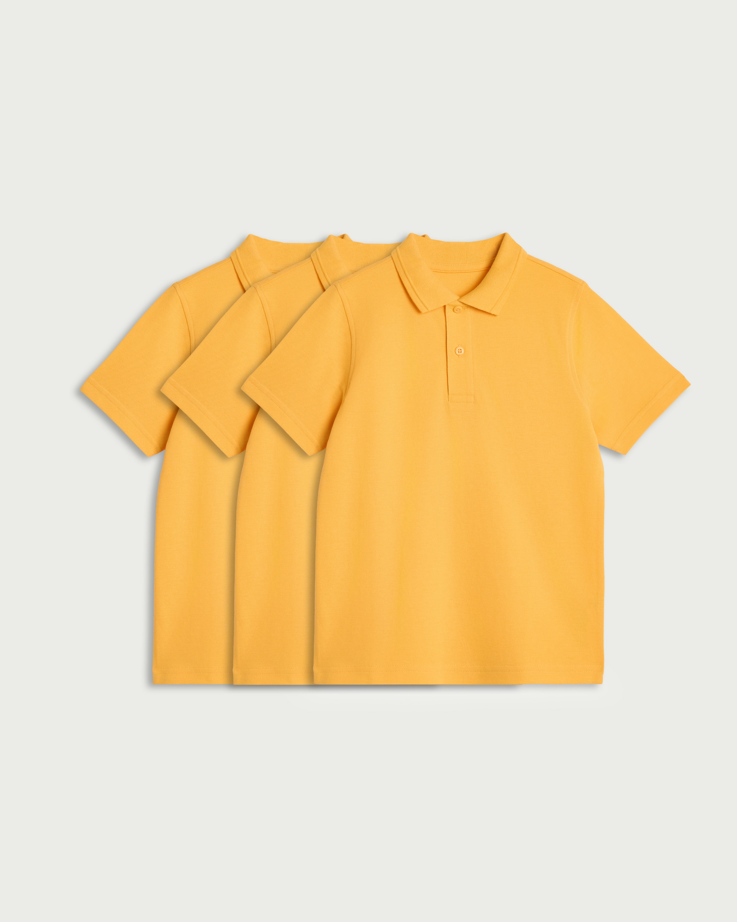F&F School Boys 3-Pack Pure Cotton Regular Fit Polo Shirts in Yellow thumbnail 4