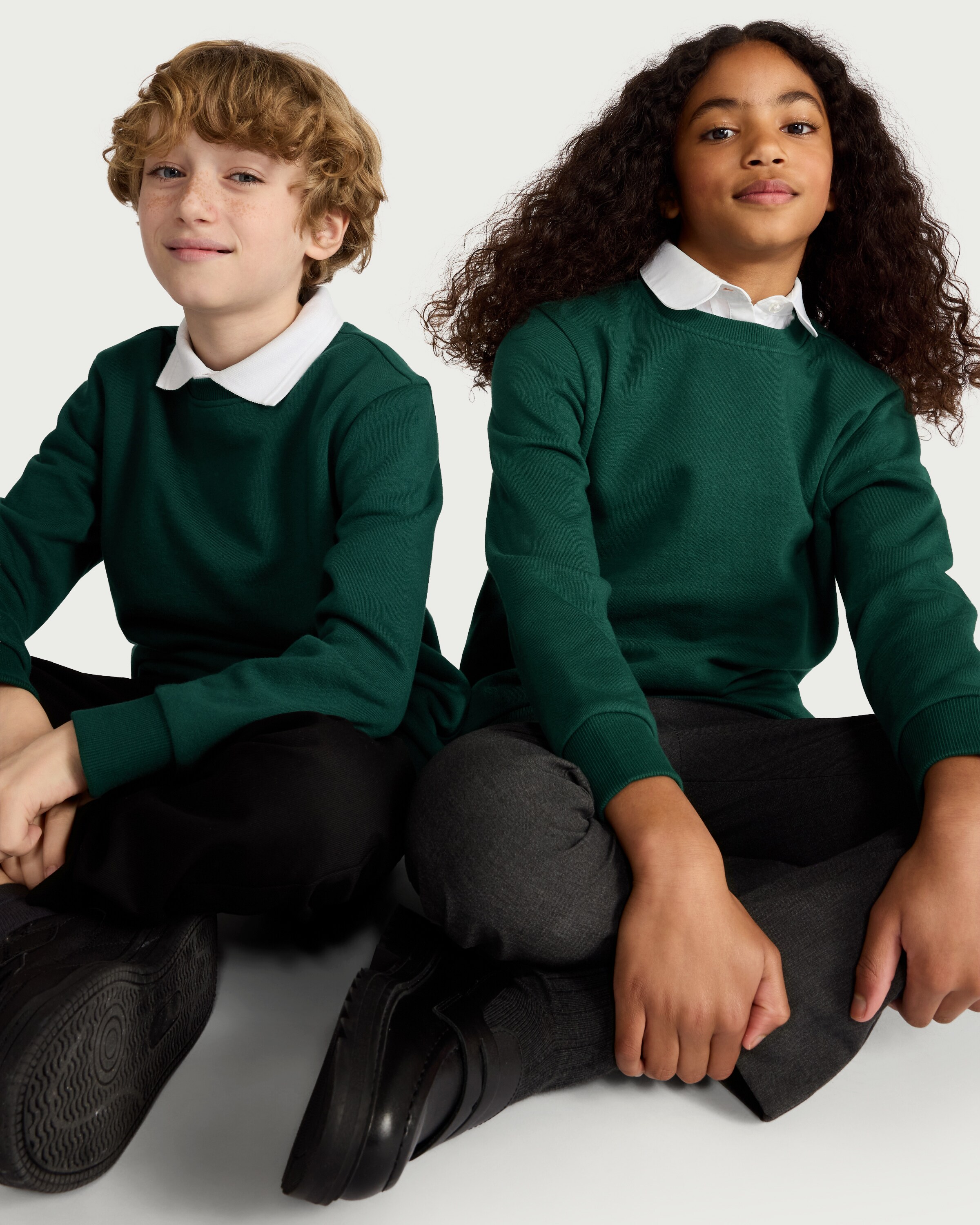 F&F School Unisex 2-Pack Cotton Rich Sweatshirts in Green