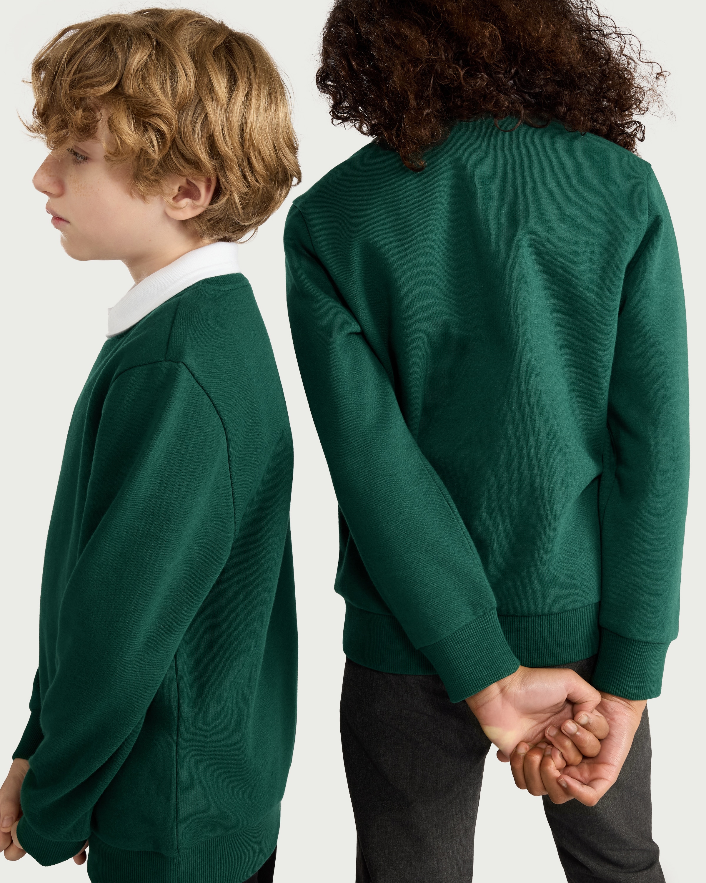 F&F School Unisex 2-Pack Cotton Rich Sweatshirts in Green thumbnail 3