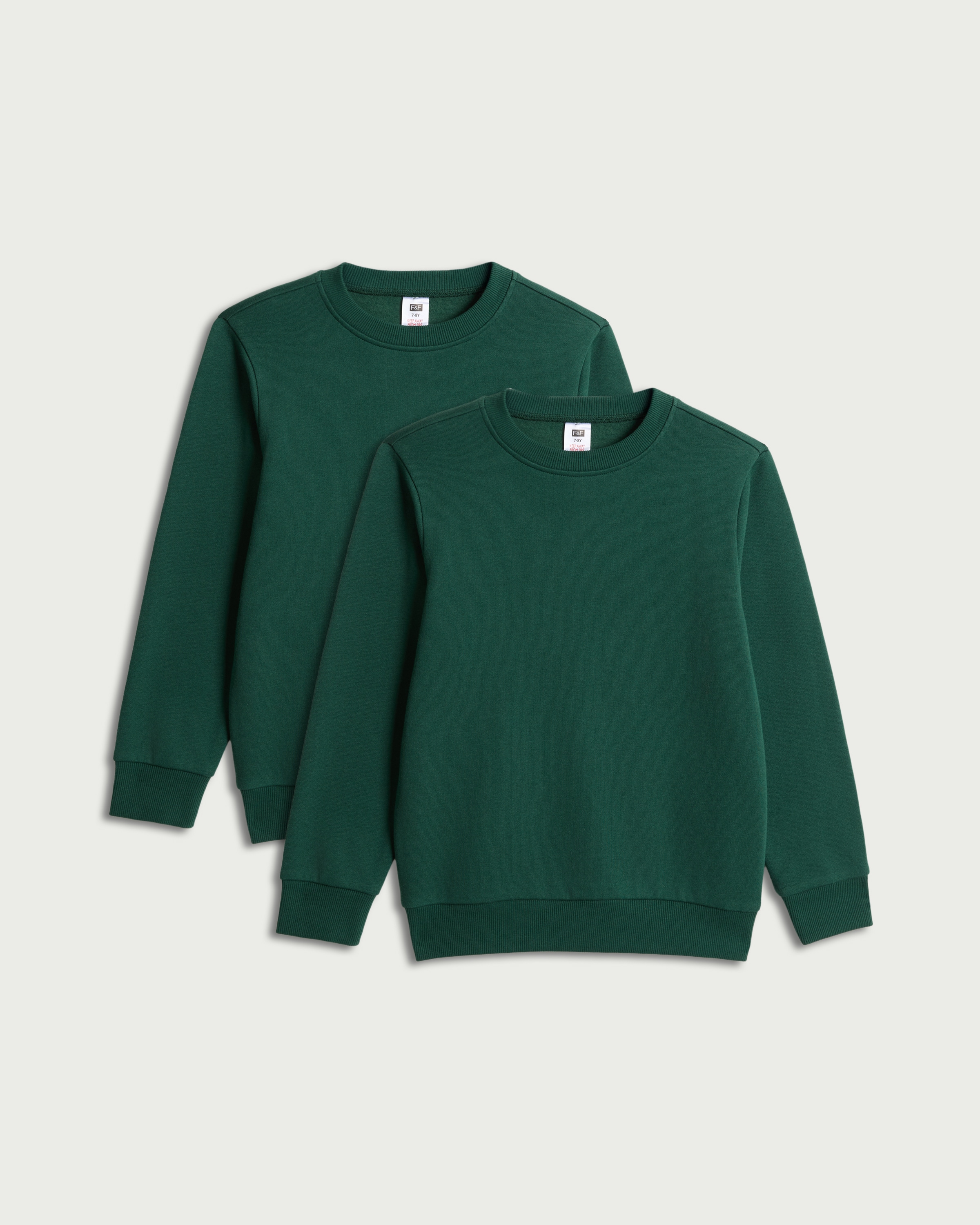 F&F School Unisex 2-Pack Cotton Rich Sweatshirts in Green thumbnail 4