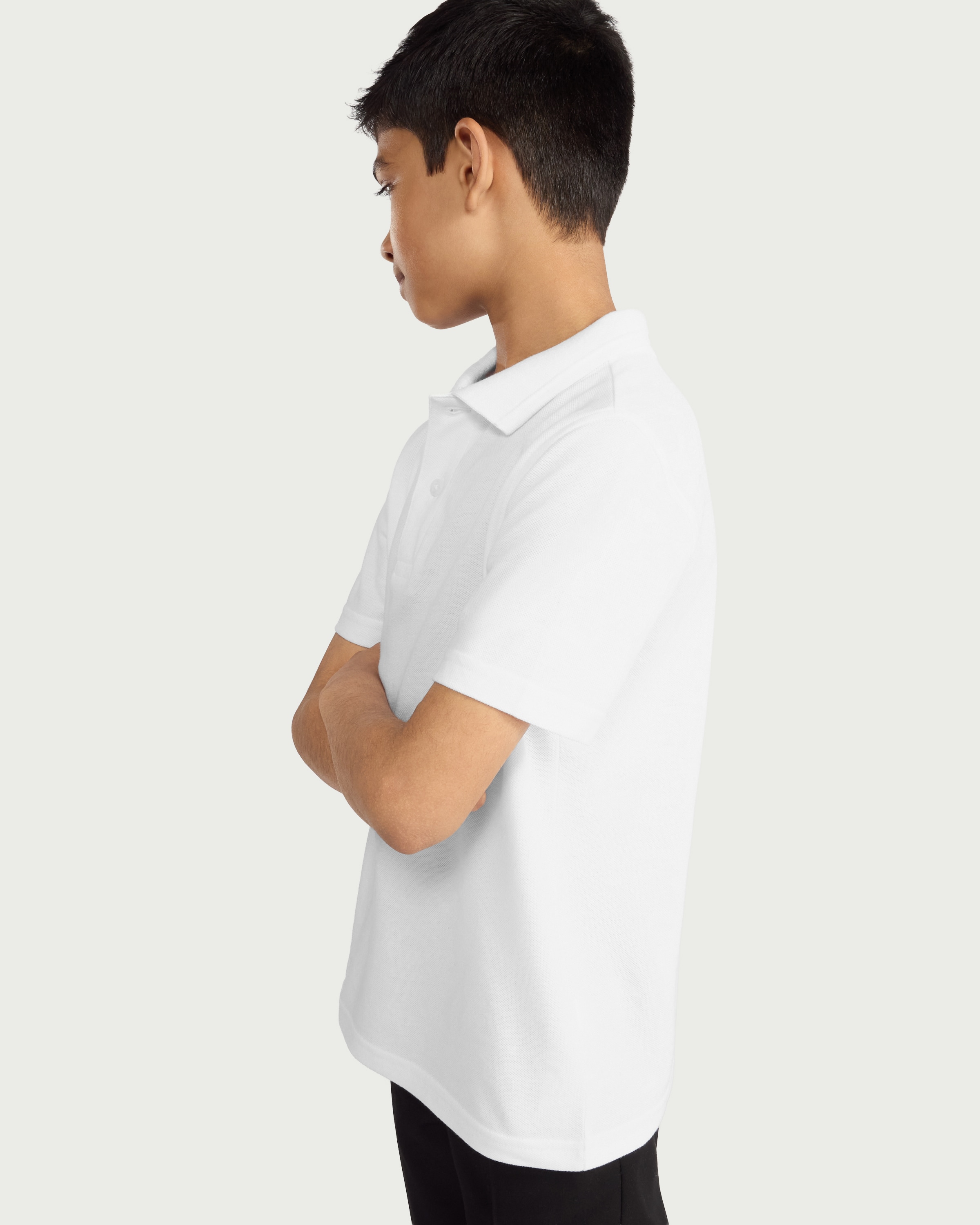 F&F School Unisex 2-Pack Pure Cotton Regular Fit Polo Shirts in White thumbnail 3