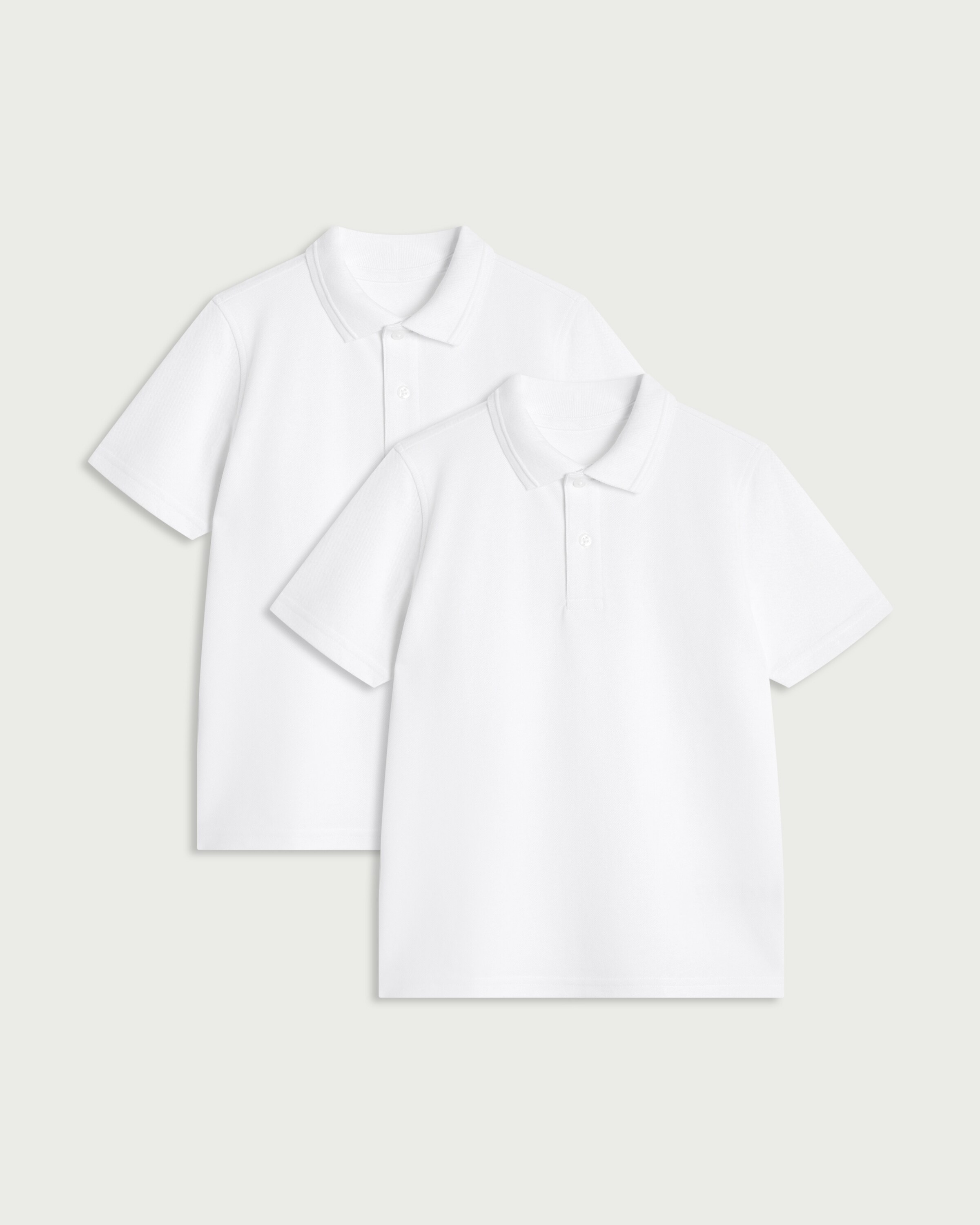 F&F School Unisex 2-Pack Pure Cotton Regular Fit Polo Shirts in White thumbnail 4