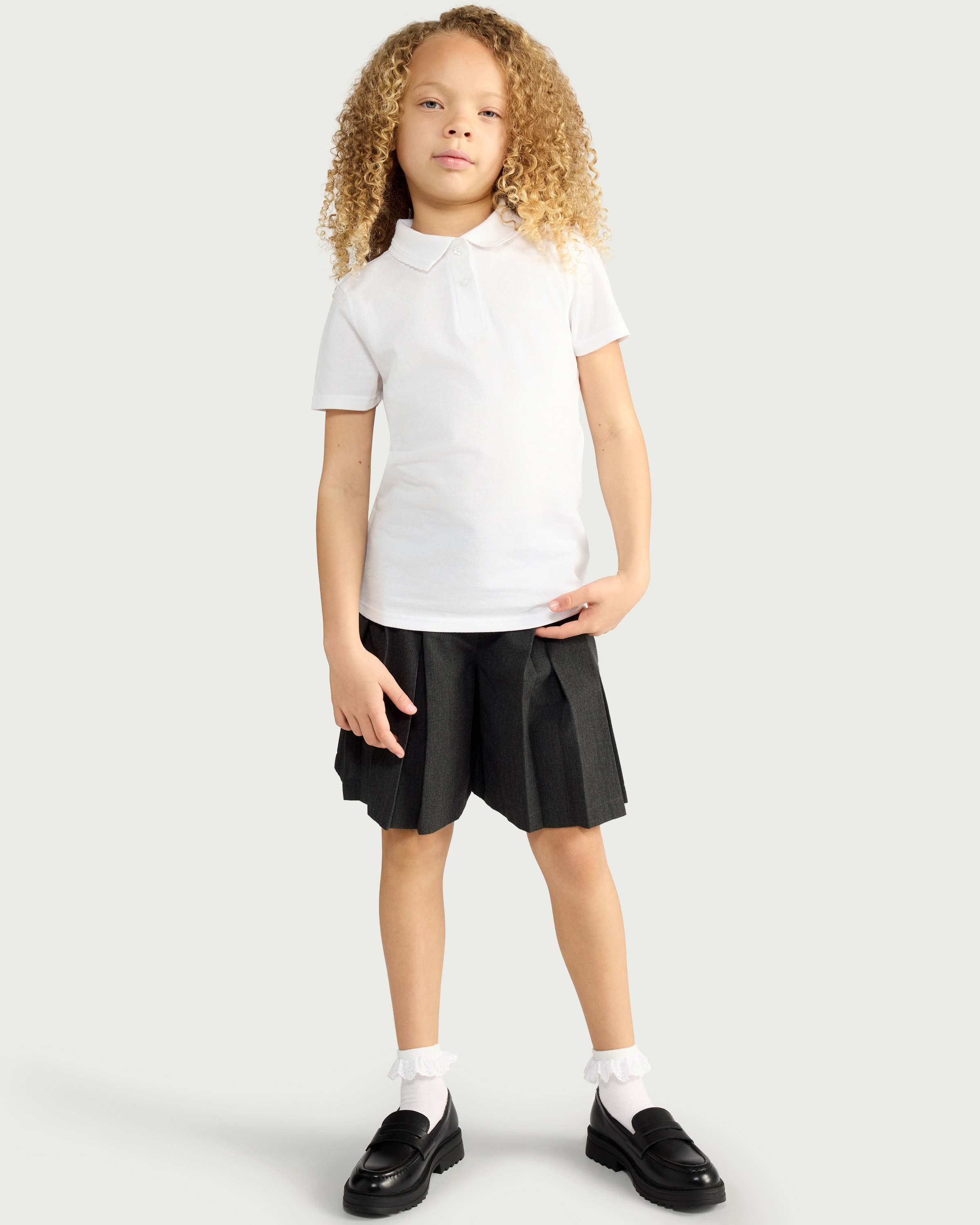 F&F School Girls 3-Pack Pure Cotton Regular Fit Polo Shirts in White