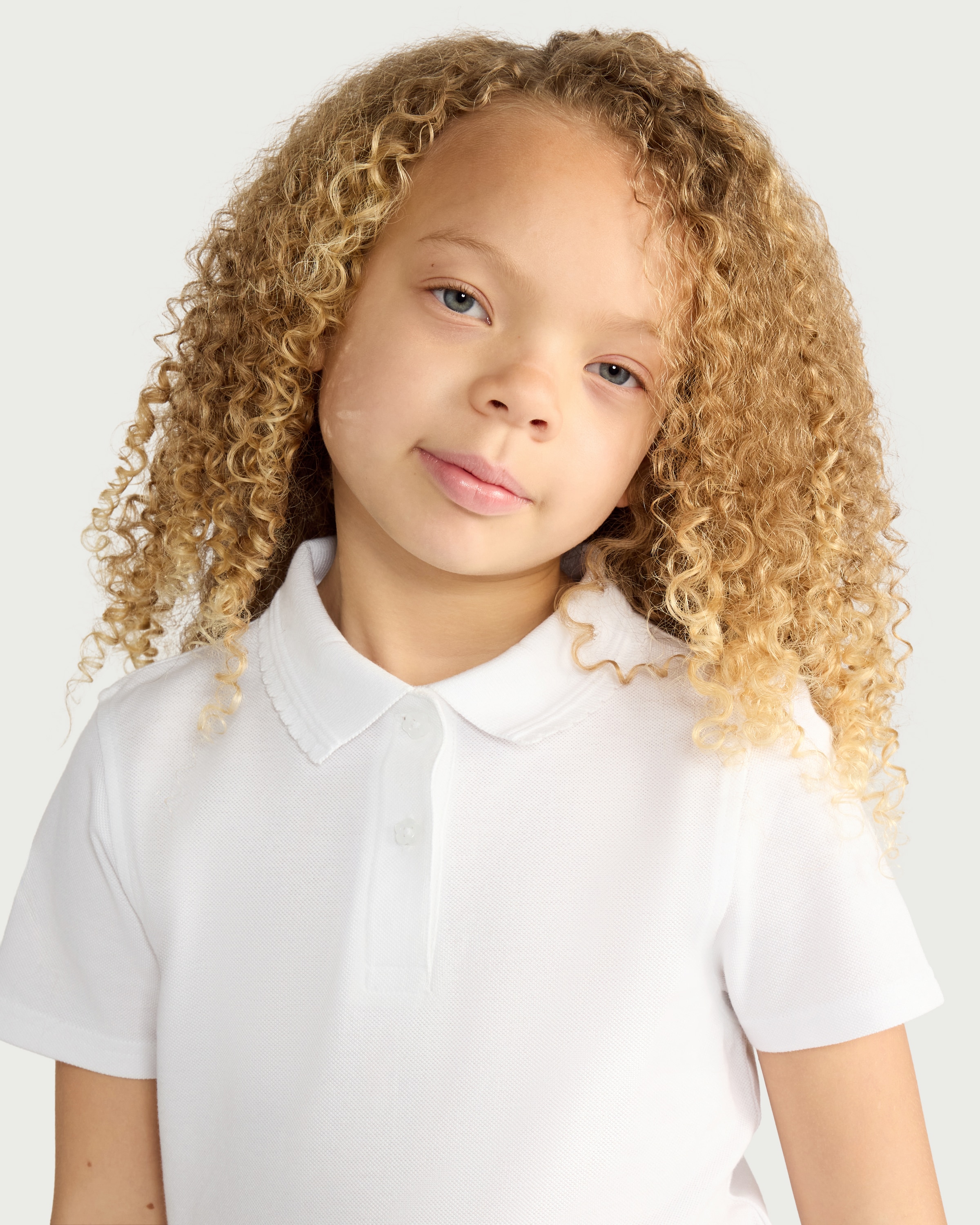 F&F School Girls 3-Pack Pure Cotton Regular Fit Polo Shirts in White thumbnail 2