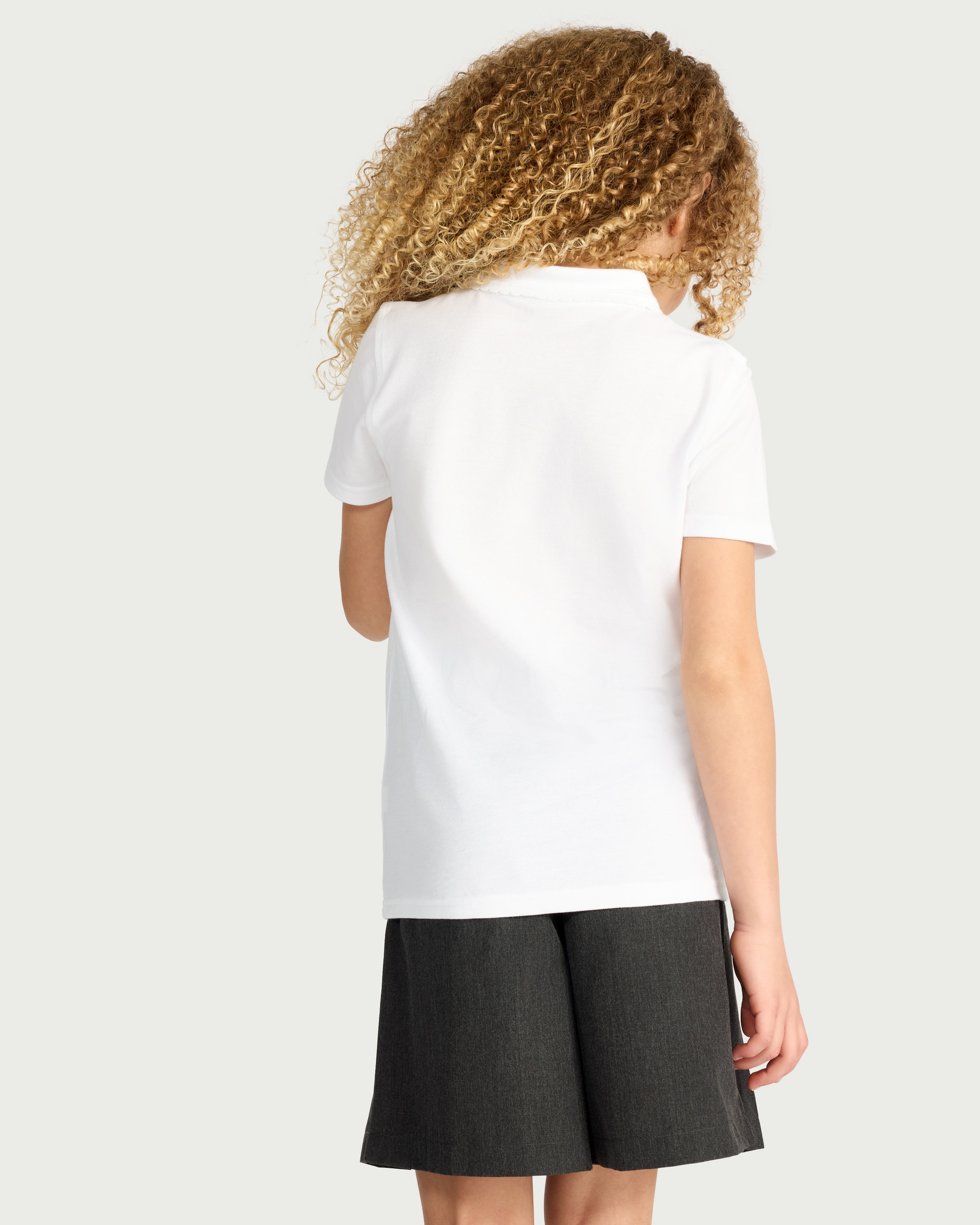 F&F School Girls 3-Pack Pure Cotton Regular Fit Polo Shirts in White thumbnail 3