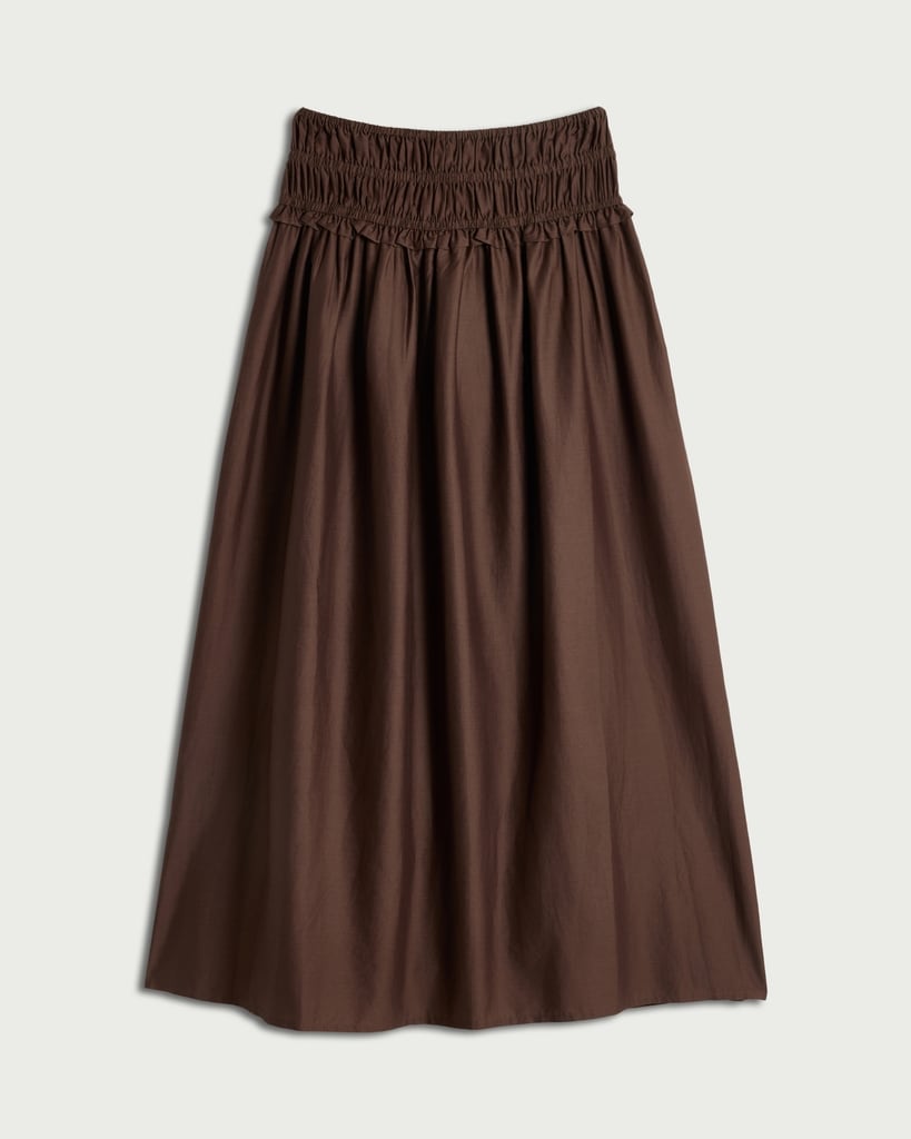F&F Cotton Rich Smocked Waist Co-ord Maxi Skirt in Chocolate thumbnail 4
