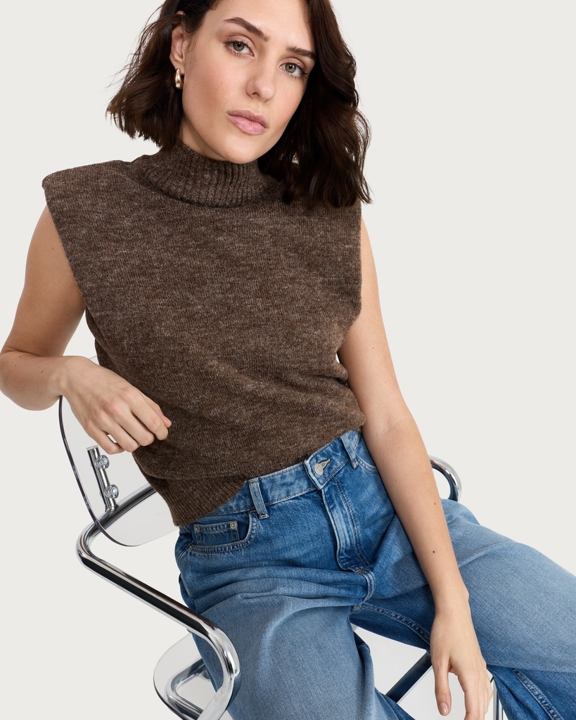 F&F Sleeveless Knitted Top in Charcoal (dark grey)