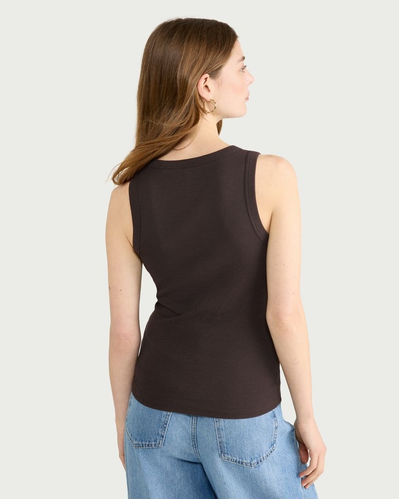 F&F Cotton Rich Ribbed Button Front Vest in Brown thumbnail 3