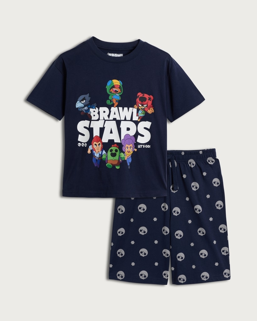 Brawl Stars 2-Piece Pure Cotton Pyjama Set in Black