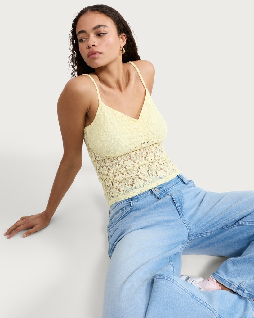 OH ME OH MY Floral Lace Cami Top in Yellow thumbnail 3