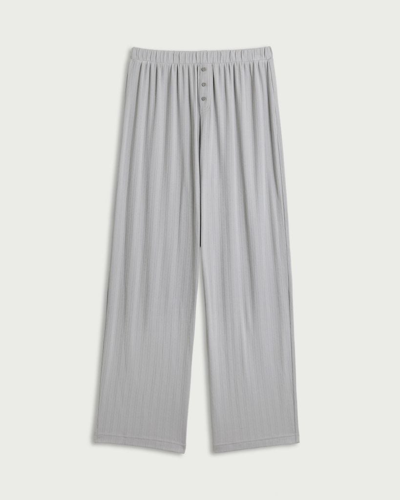 OH ME OH MY Pointelle Wide Leg Pyjama Trousers in Grey