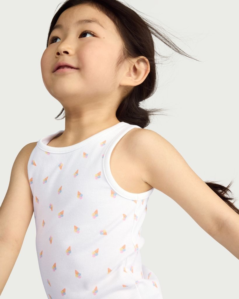 F&F Girls Cotton Rich Ice Cream Print Vest in White