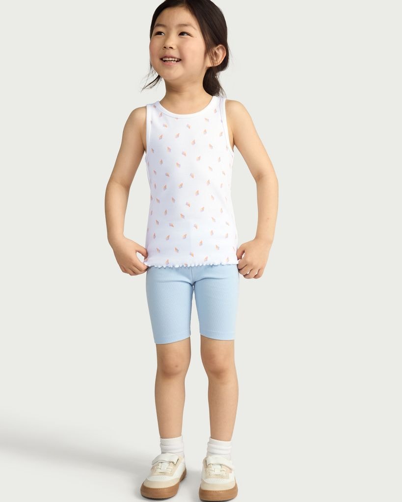F&F Girls Cotton Rich Ice Cream Print Vest in White thumbnail 2