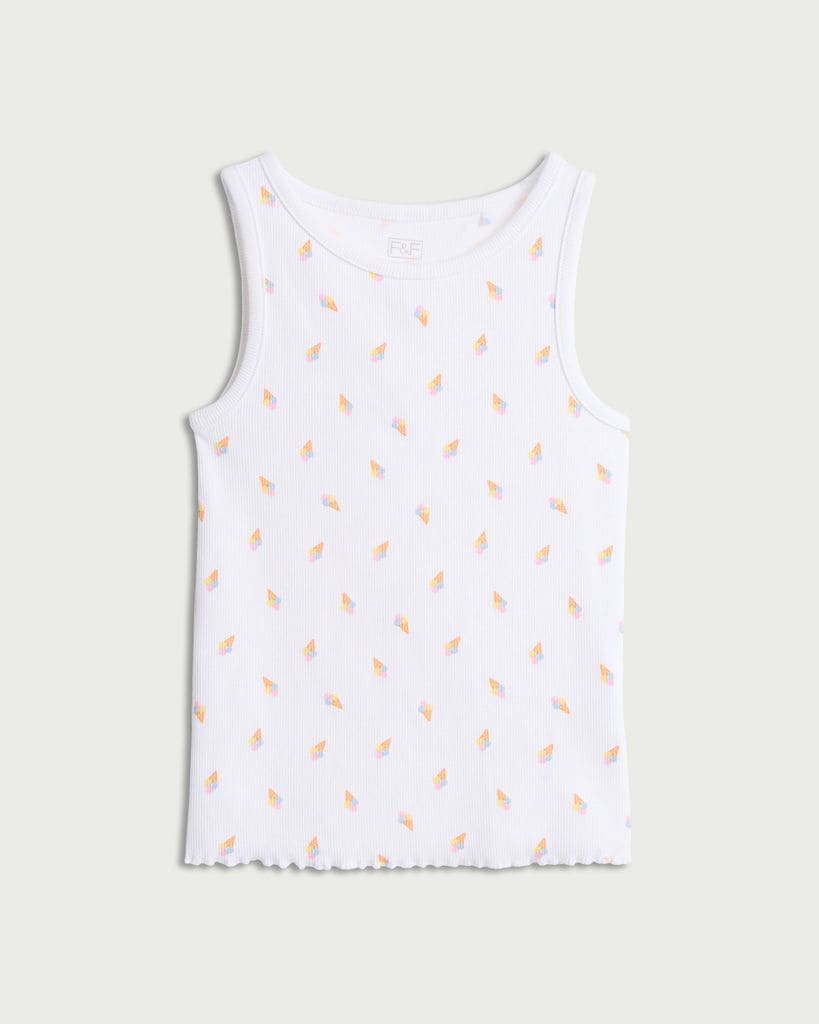 F&F Girls Cotton Rich Ice Cream Print Vest in White thumbnail 4