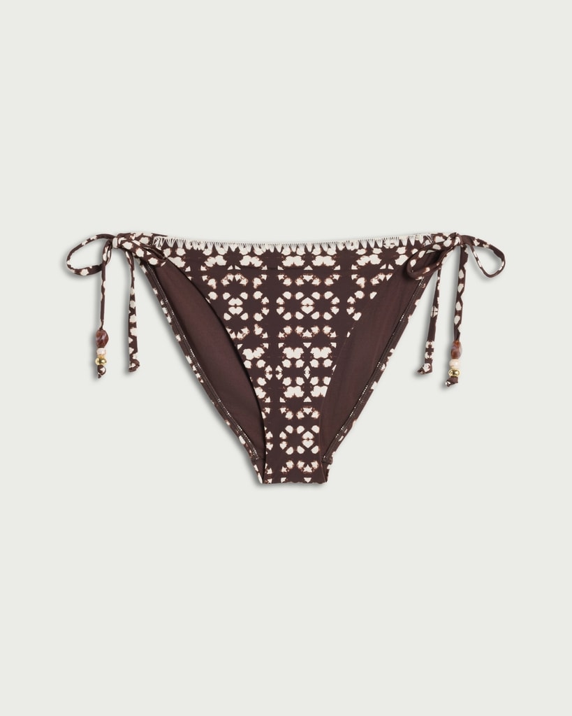 F&F Tie-Dye Print Tie Side High Leg Bikini Bottoms in Chocolate thumbnail 4