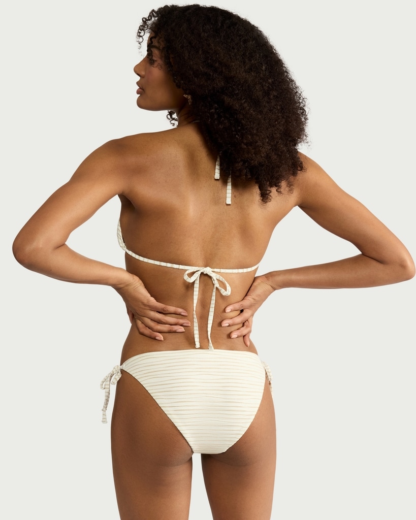 F&F Striped Ring Detail Halter Neck Bikini Top in Gold thumbnail 3
