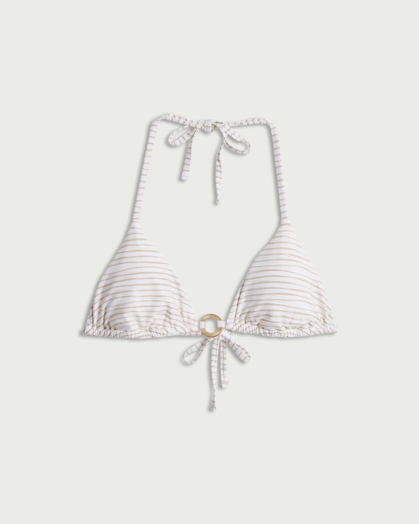 F&F Striped Ring Detail Halter Neck Bikini Top in Gold thumbnail 4