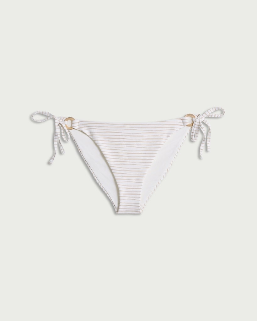 F&F Striped Tie Side Bikini Bottoms in Gold thumbnail 4