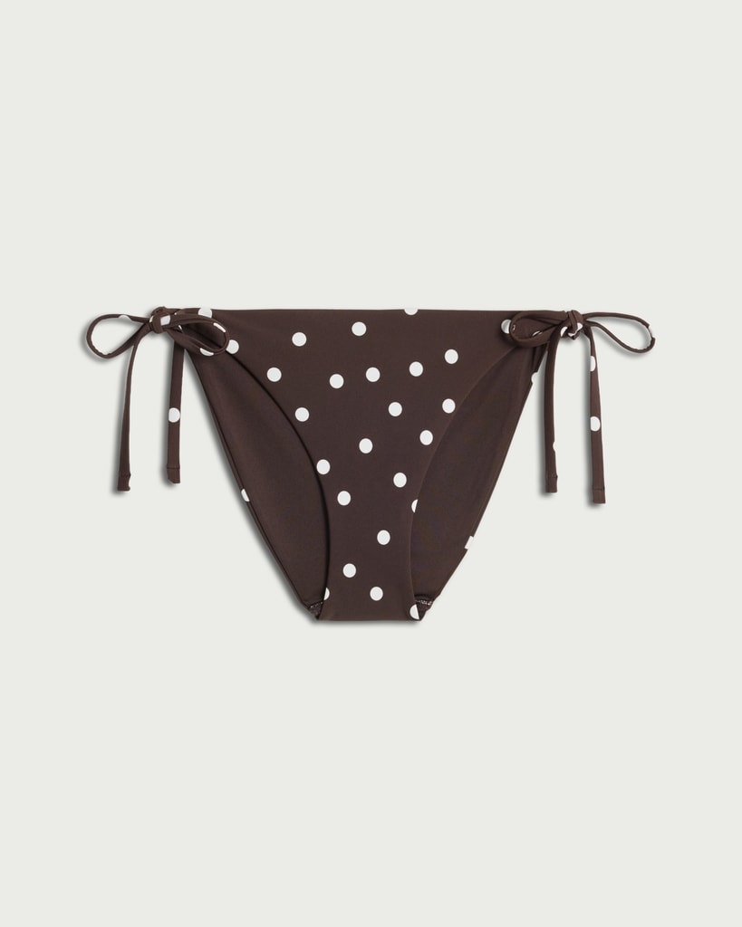 F&F Polka Dot Tie Side Bikini Bottoms in Chocolate thumbnail 4