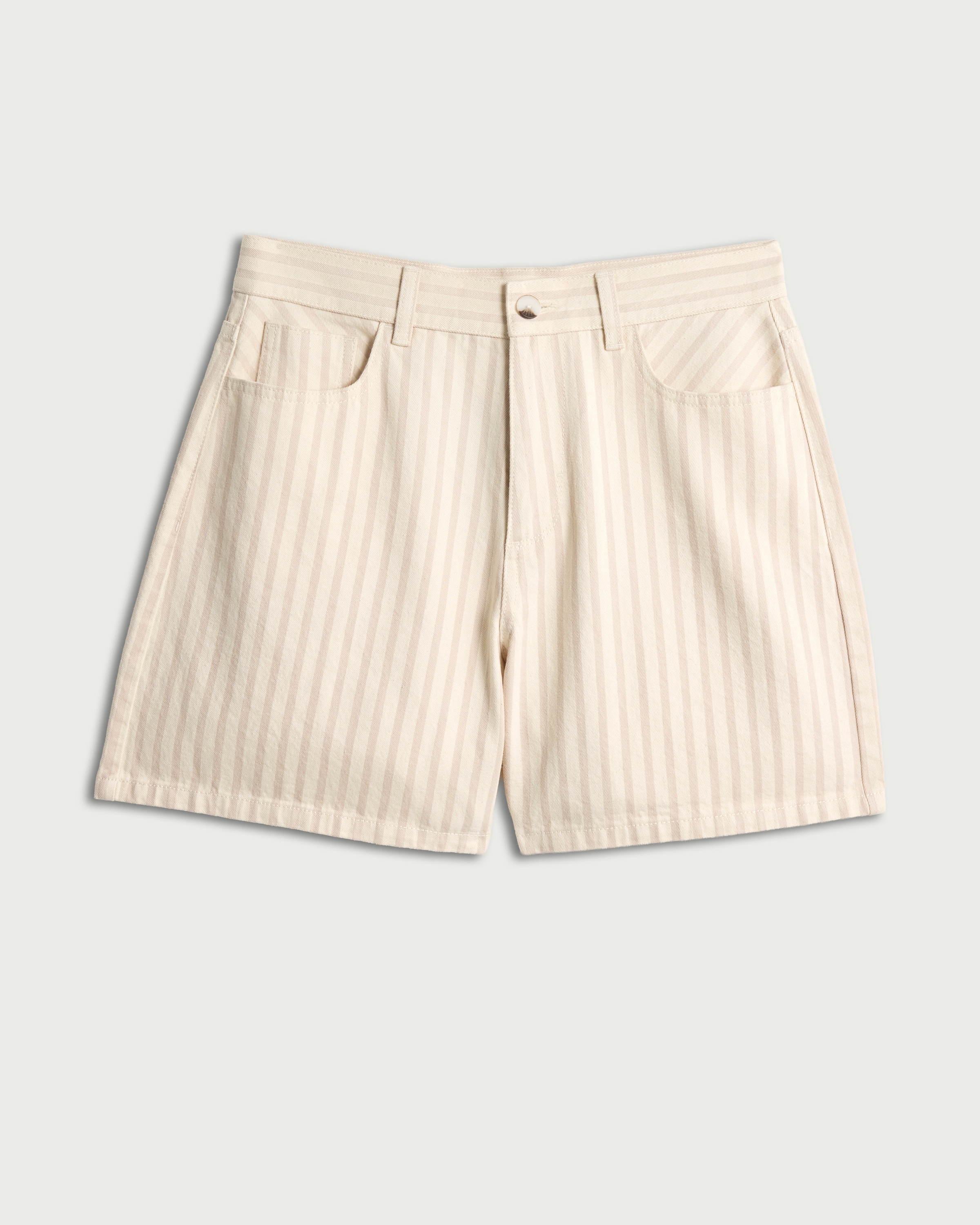 F&F Pure Cotton Striped Denim Shorts in Tan thumbnail 4