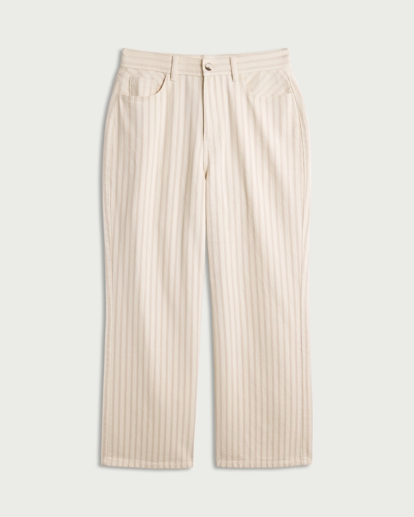 F&F High Rise Striped Wide Leg Jeans in Neutral thumbnail 4