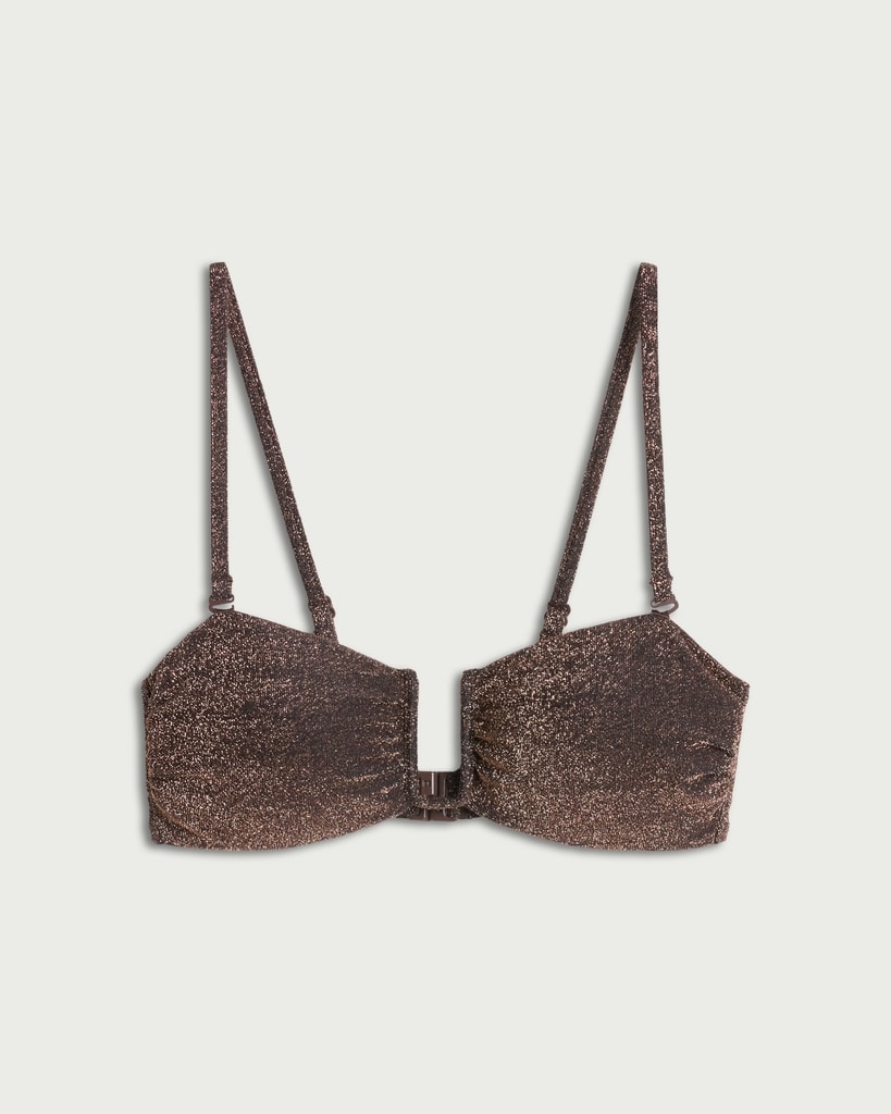 F&F Metallic Bandeau Bikini Top in Chocolate thumbnail 4