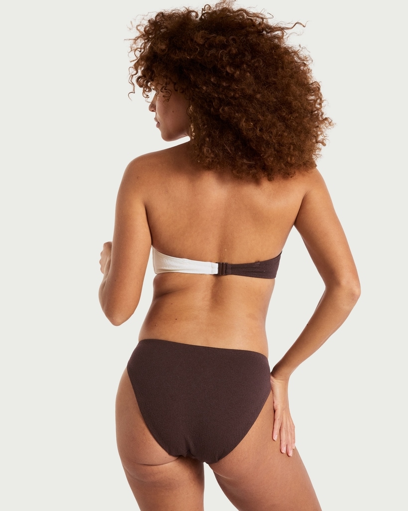 F&F Textured Metal Accent Bandeau Bikini Top in Multi Brown thumbnail 3