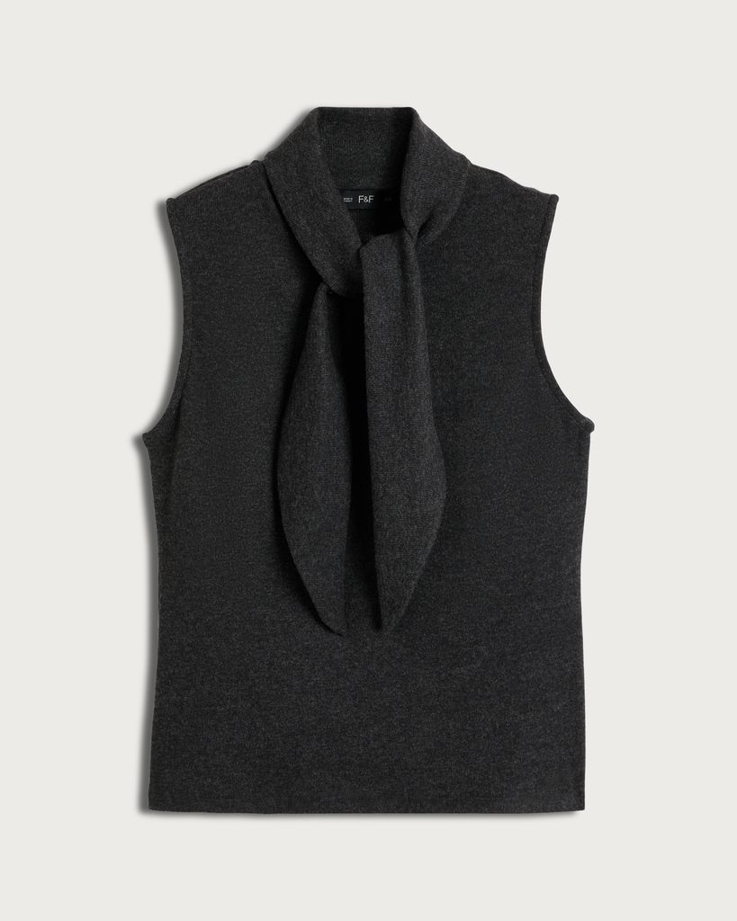 F&F Tie Neck Top in Grey thumbnail 4