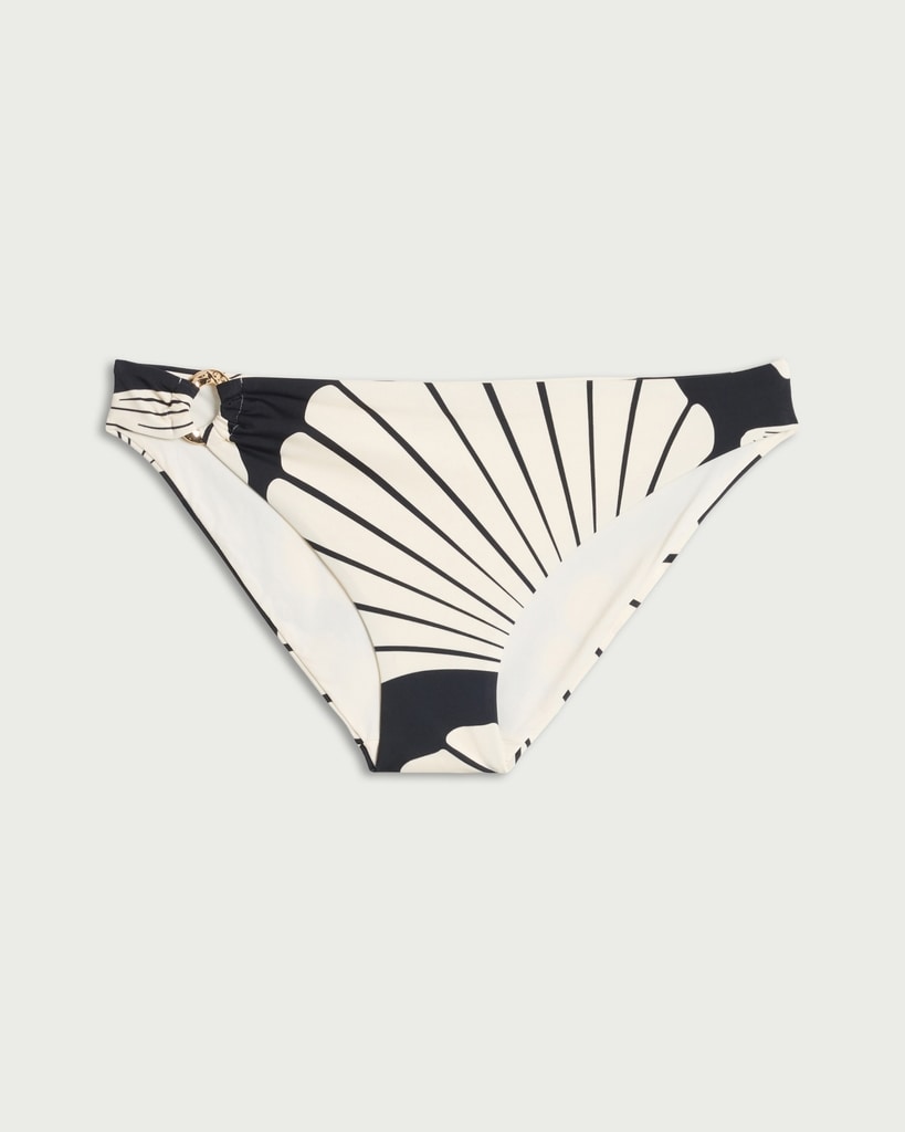F&F Shell Print High Leg Bikini Bottoms in Black thumbnail 4