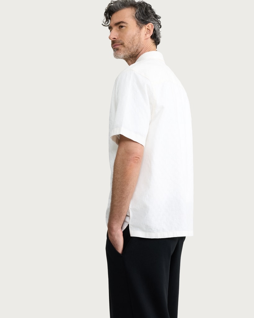 F&F Pure Cotton Textured Short Sleeved Shirt in White thumbnail 3