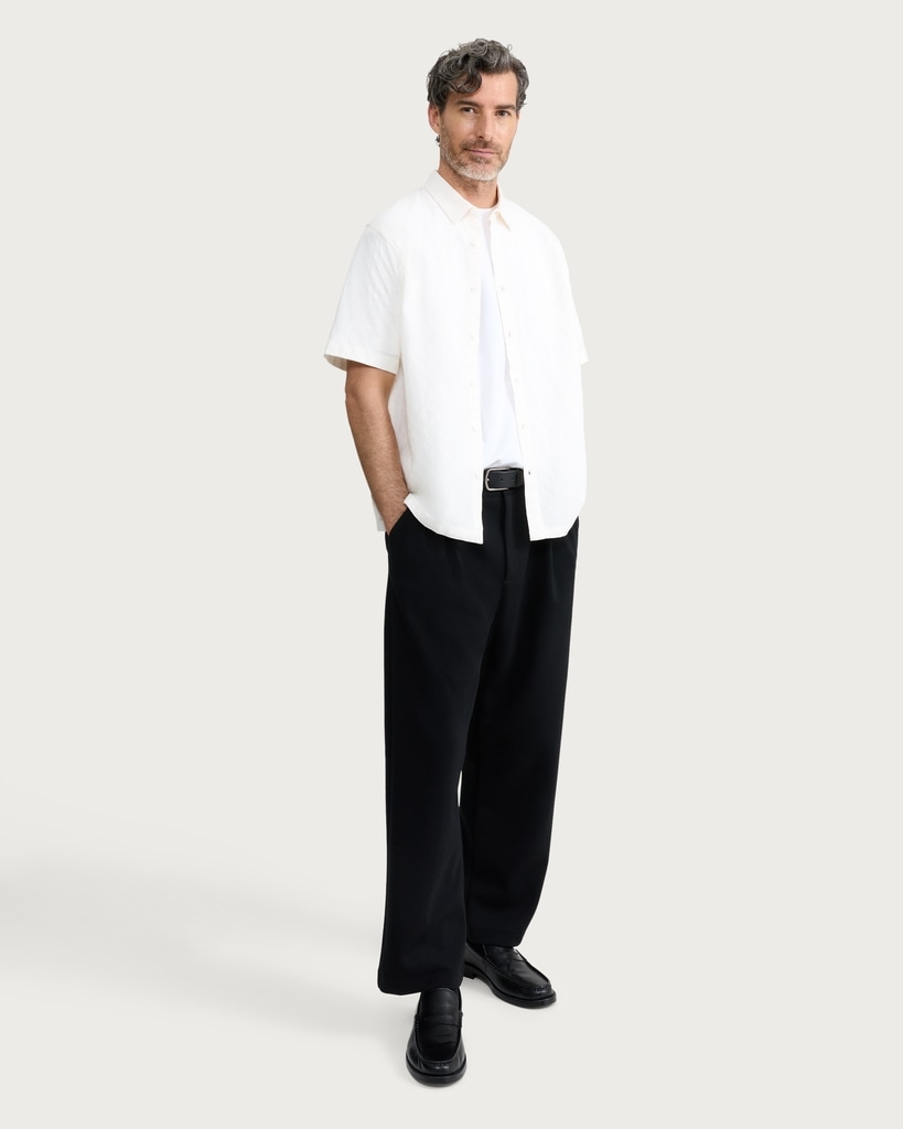 F&F Pure Cotton Textured Short Sleeved Shirt in White