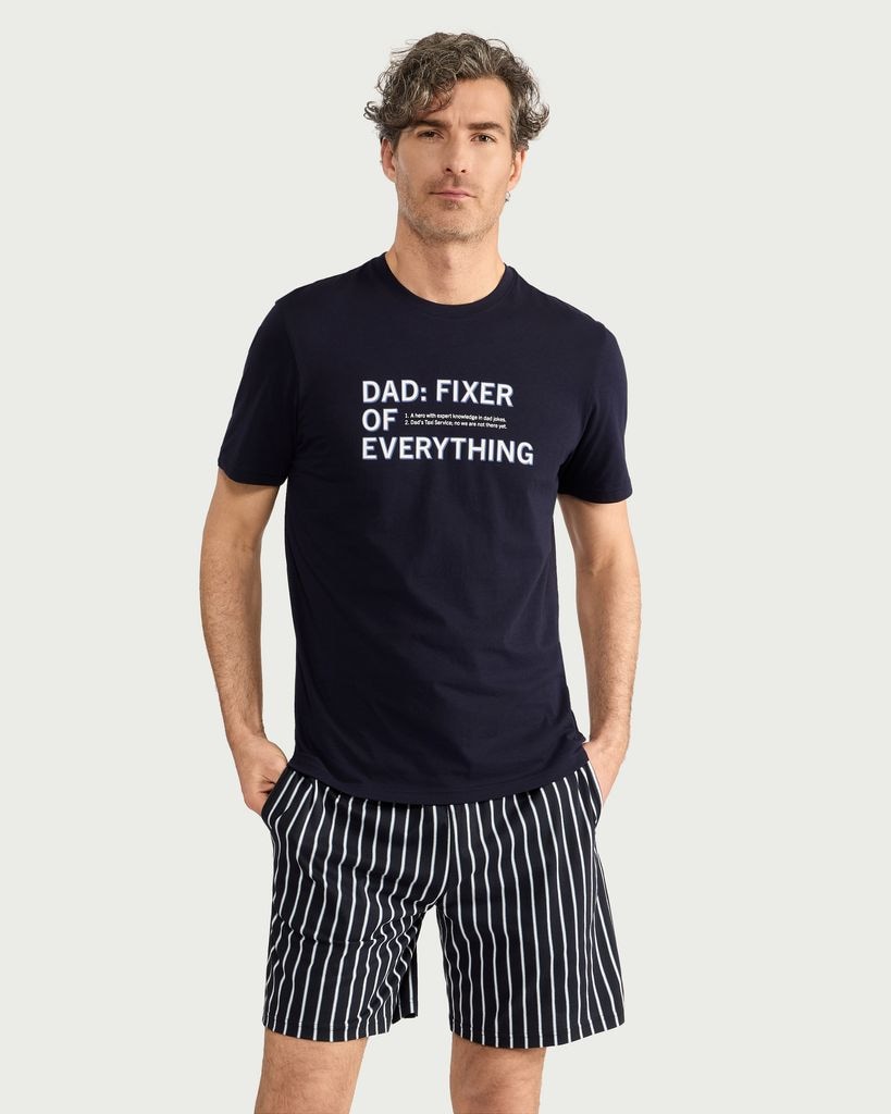 F&F Pure Cotton Dad Slogan Short Pyjama Set in Multi thumbnail 2