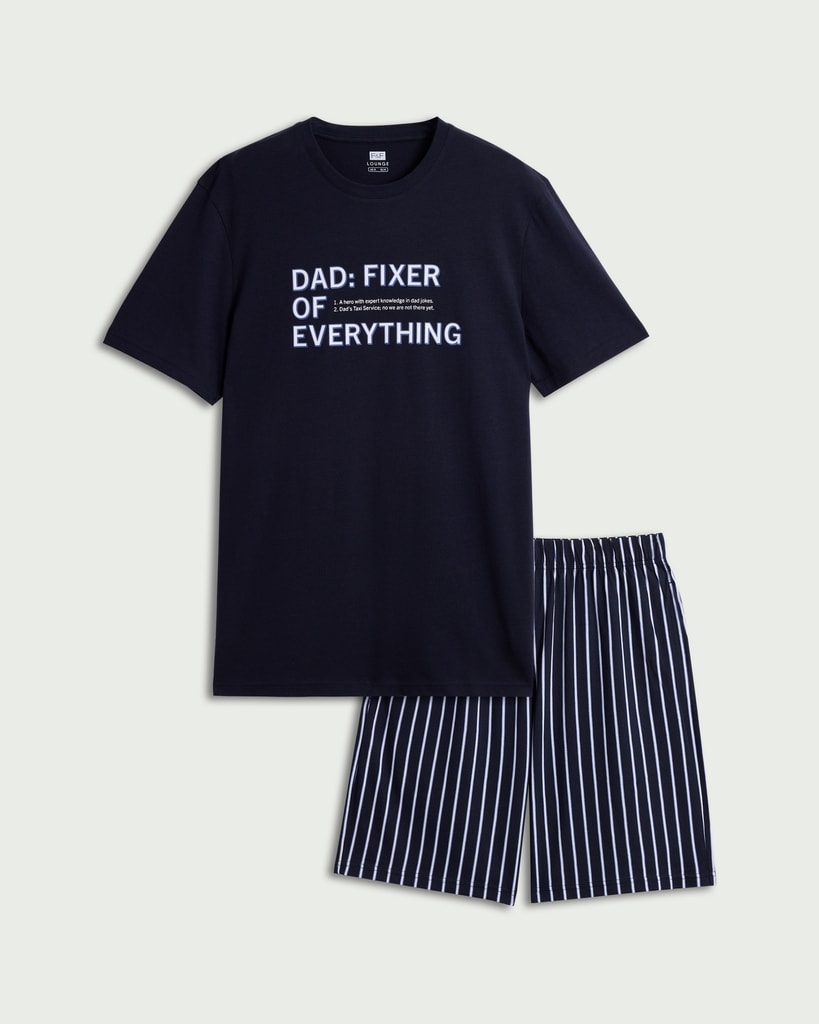 F&F Pure Cotton Dad Slogan Short Pyjama Set in Multi thumbnail 4