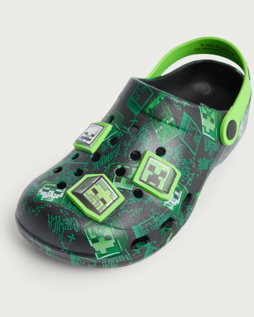 Minecraft Creeper Print Clogs in Black thumbnail 3