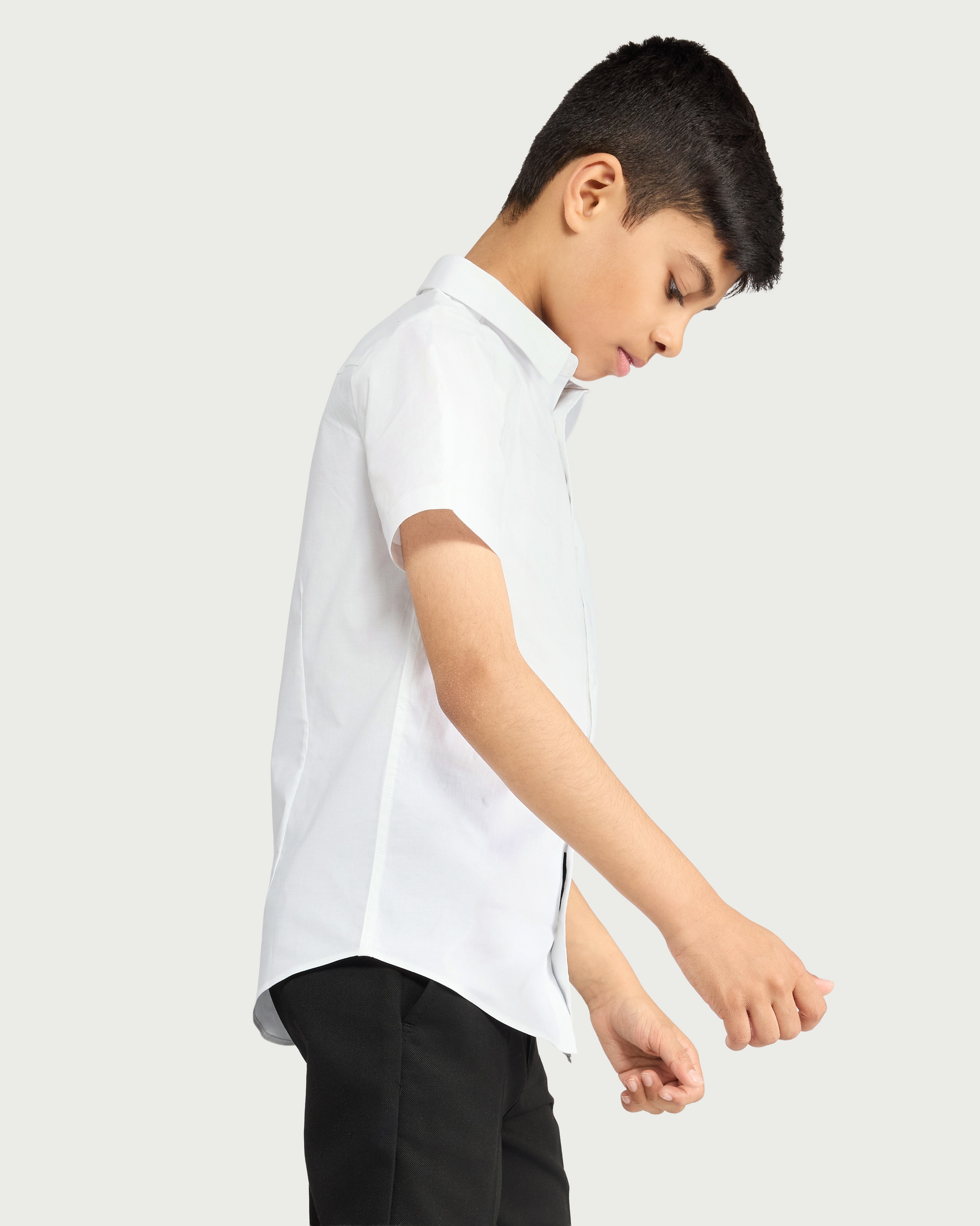 F&F School Boys 3-Pack Slim Fit Short Sleeved Shirts in White thumbnail 2