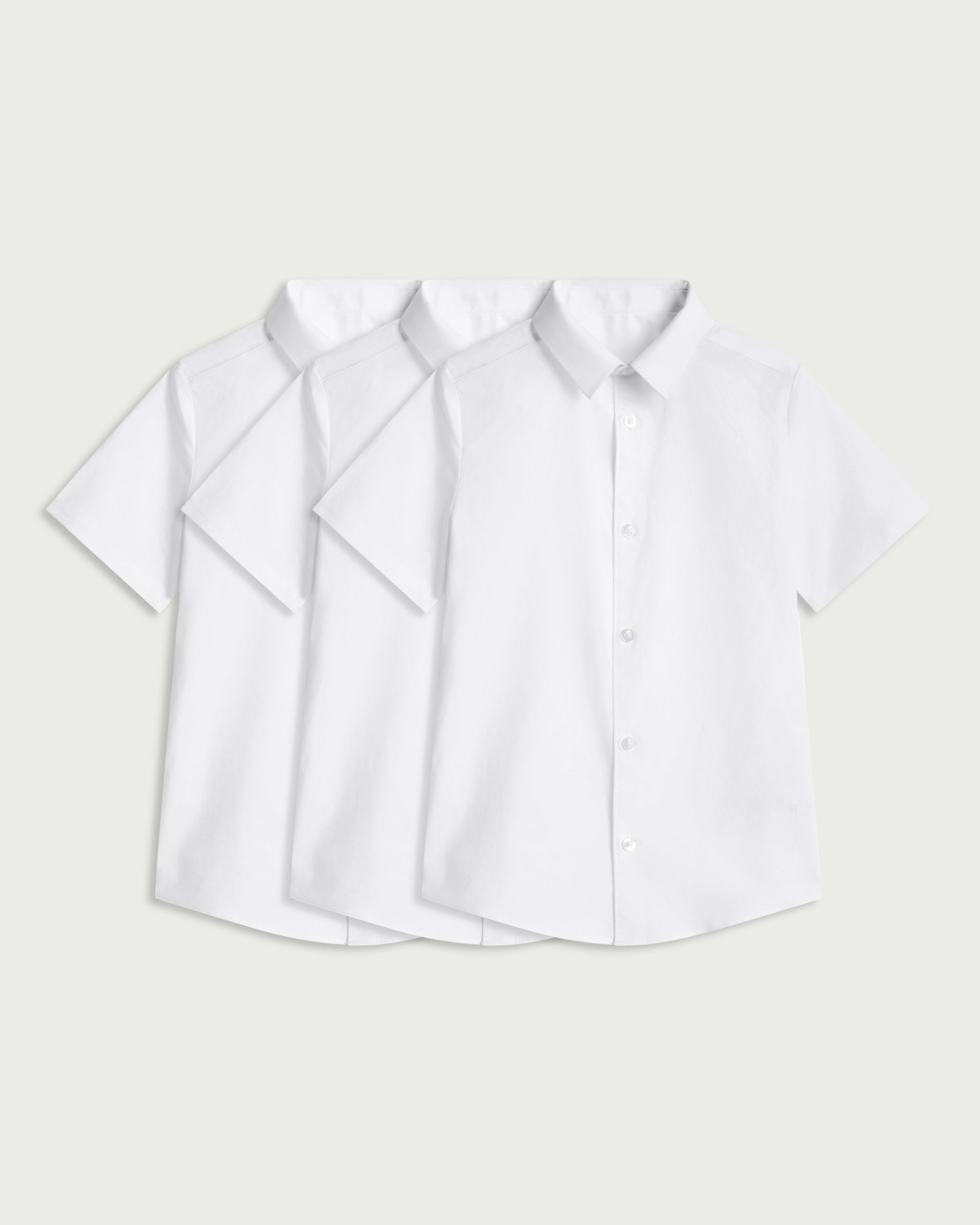 F&F School Boys 3-Pack Slim Fit Short Sleeved Shirts in White thumbnail 4