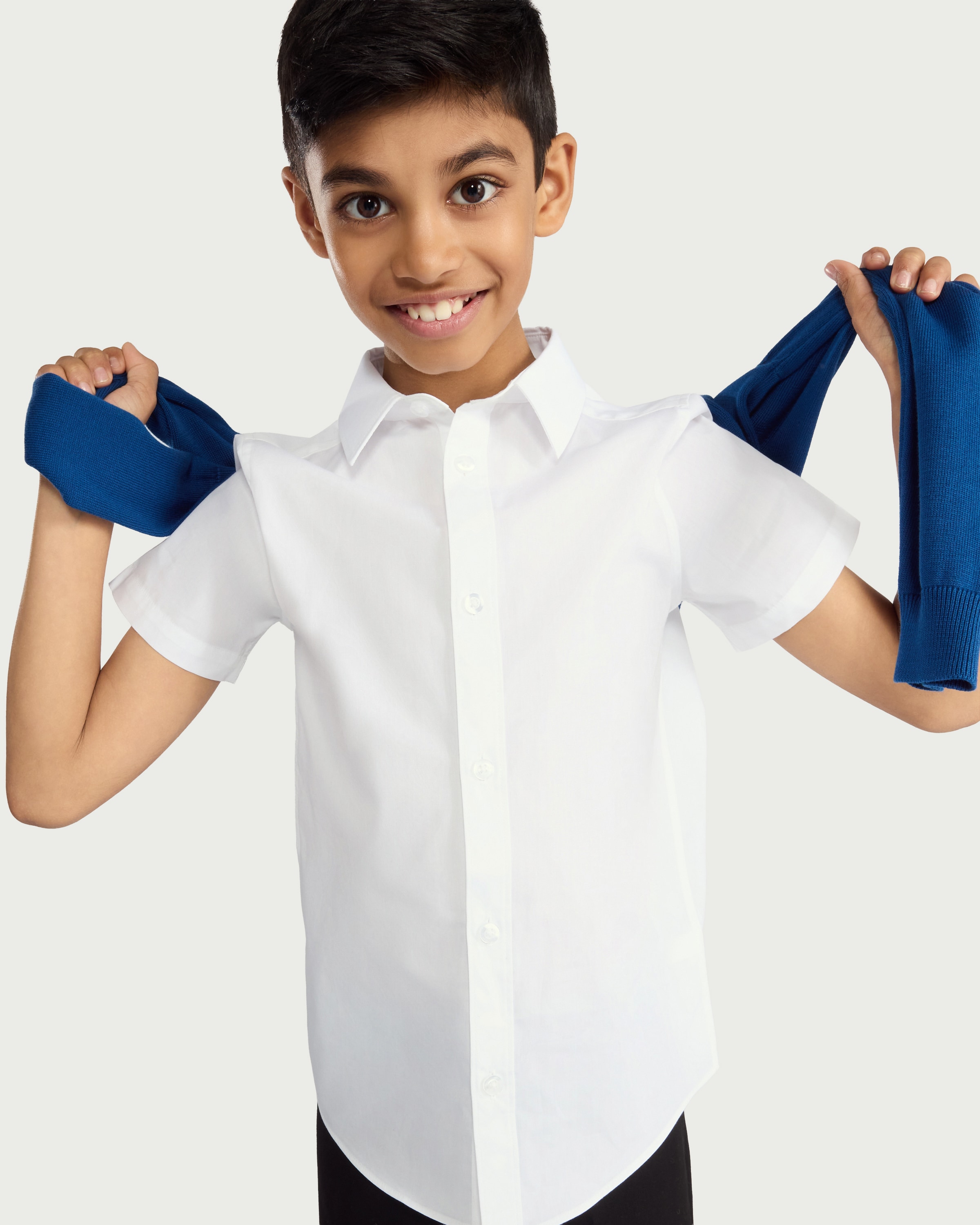 F&F School Boys 3-Pack Slim Fit Short Sleeved Shirts in White