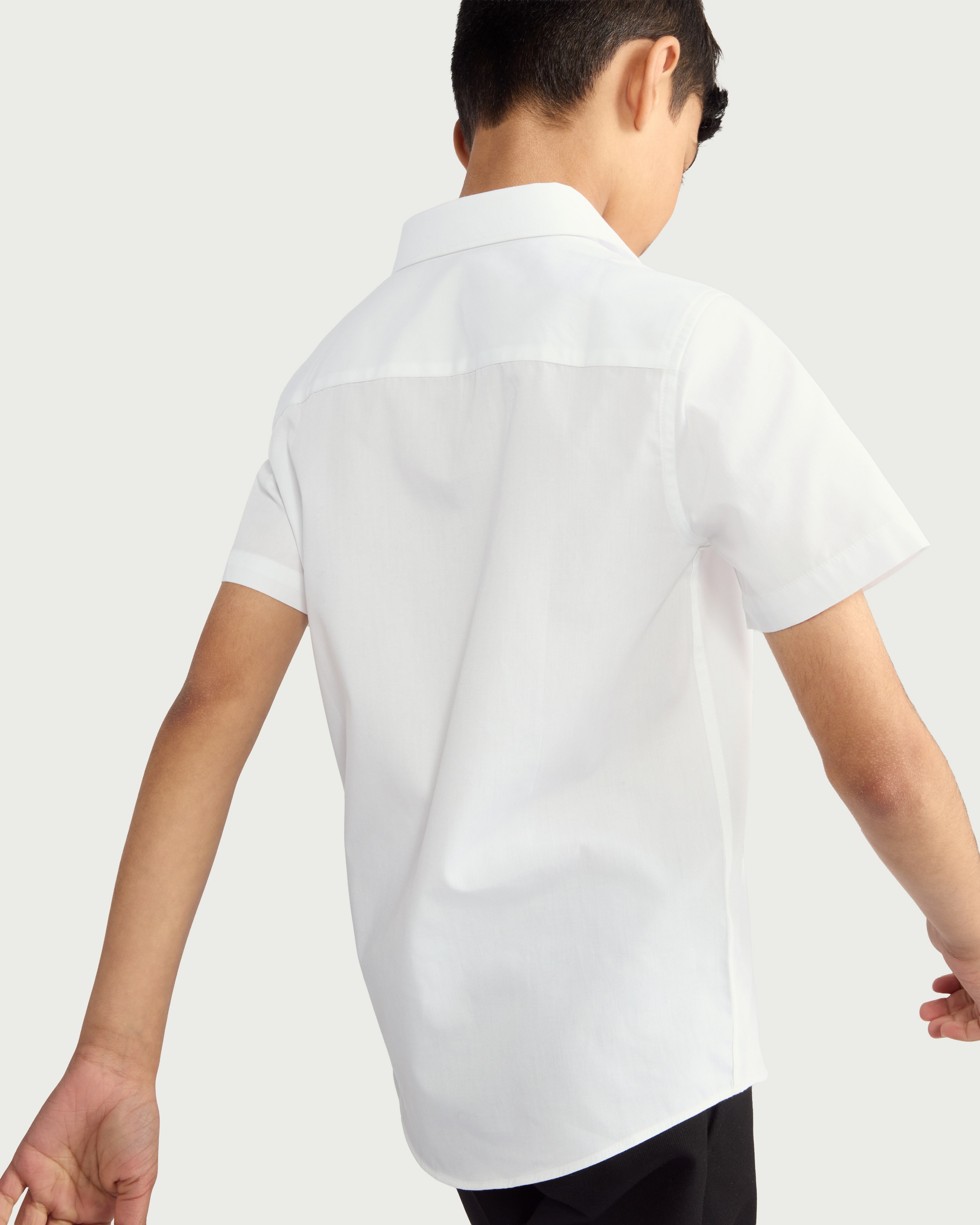 F&F School Boys 3-Pack Slim Fit Short Sleeved Shirts in White thumbnail 3