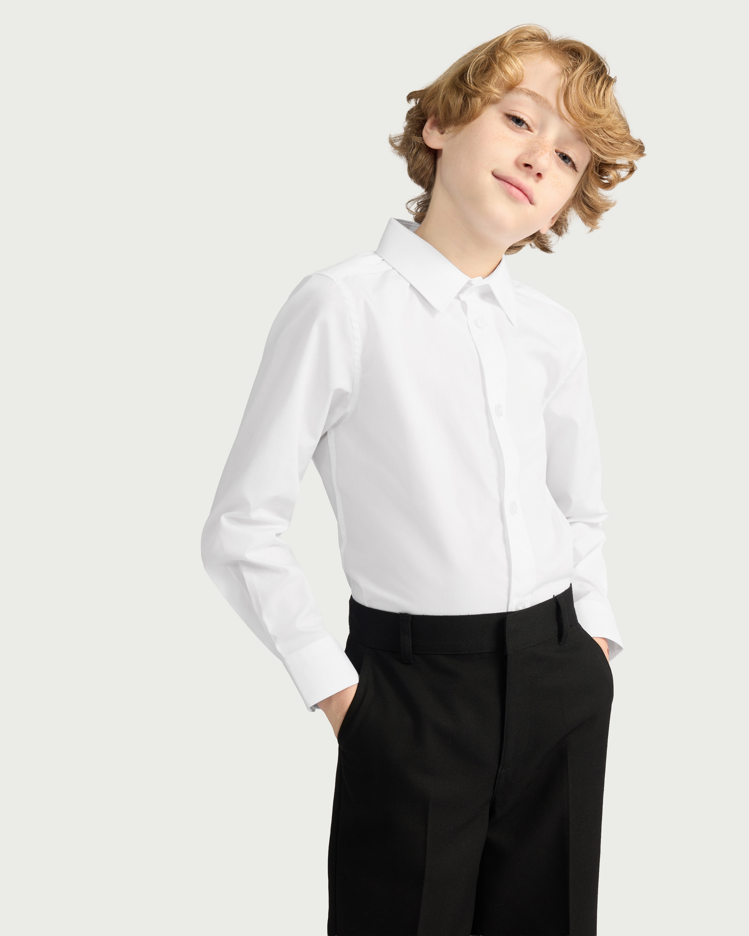 F&F Boys School 3-Pack Long Sleeved Shirts in White
